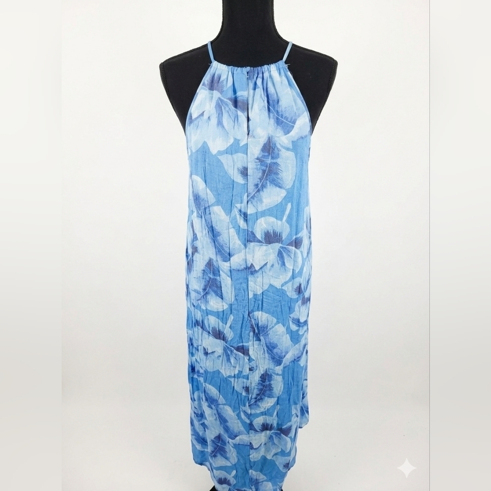 Mlle Gabrielle Light Blue Floral Halter Maxi Dress
